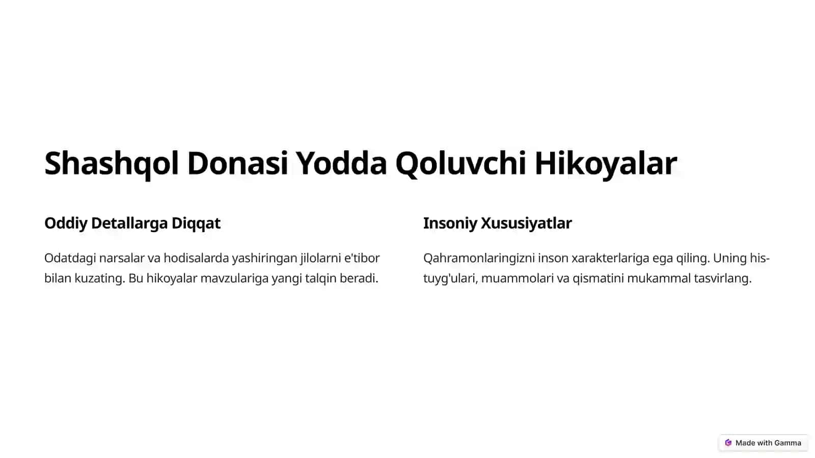 Kreativ G'oyalarni llgari Surishga
Doir Namunaviy Topshiriqlar 2