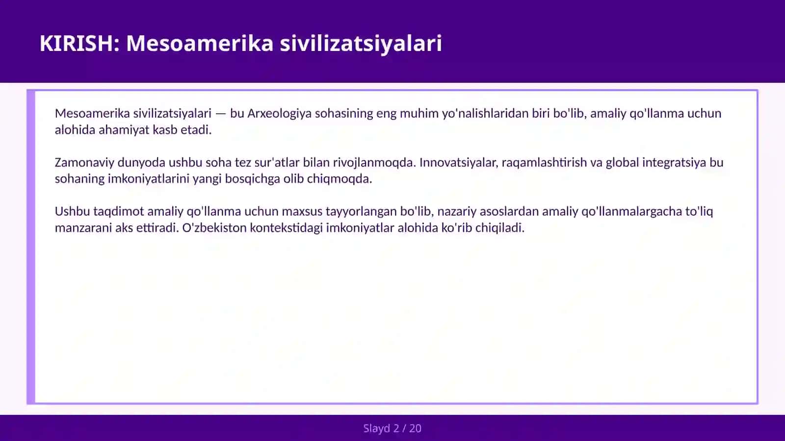 MESOAMERIKA SIVILIZATSIYALARI 2