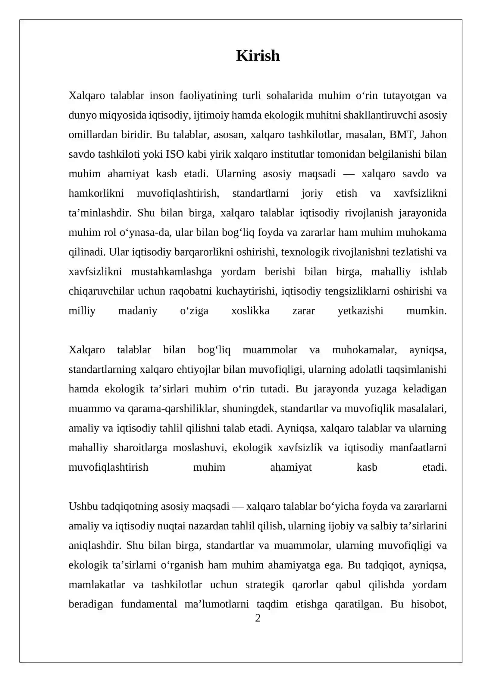 XALQARO TALABLAR BO’YICHA FOYDA VA ZARARLAR TO’G’RISIDAGI HISOBOTNI TUZISH 2