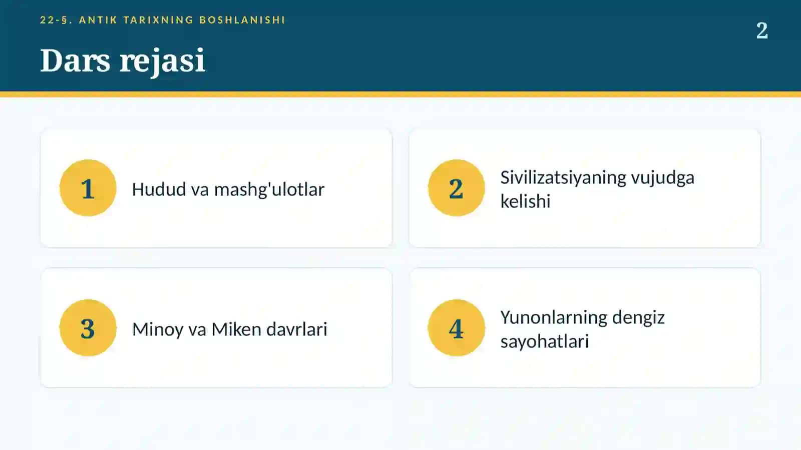 Antik tarixning boshlanishi: Qadimgi Yunoniston, Krit va Miken (22-§, 6-sinf, 16 slayd) 2