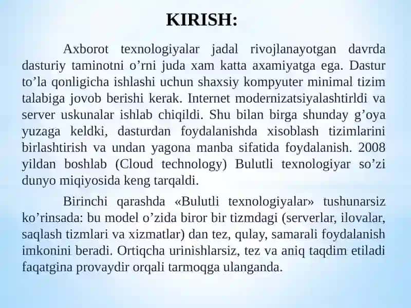 Bulutlitehnologiyalarga havfsoluvchi tahdidlarni o'rganish 2