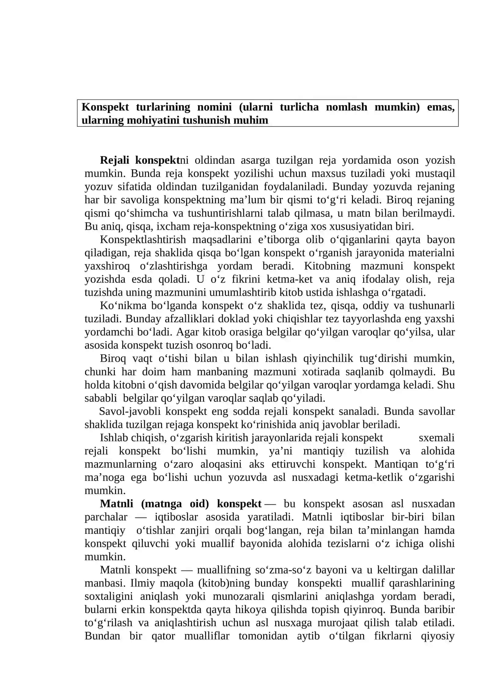 Konspekt Turlari 2