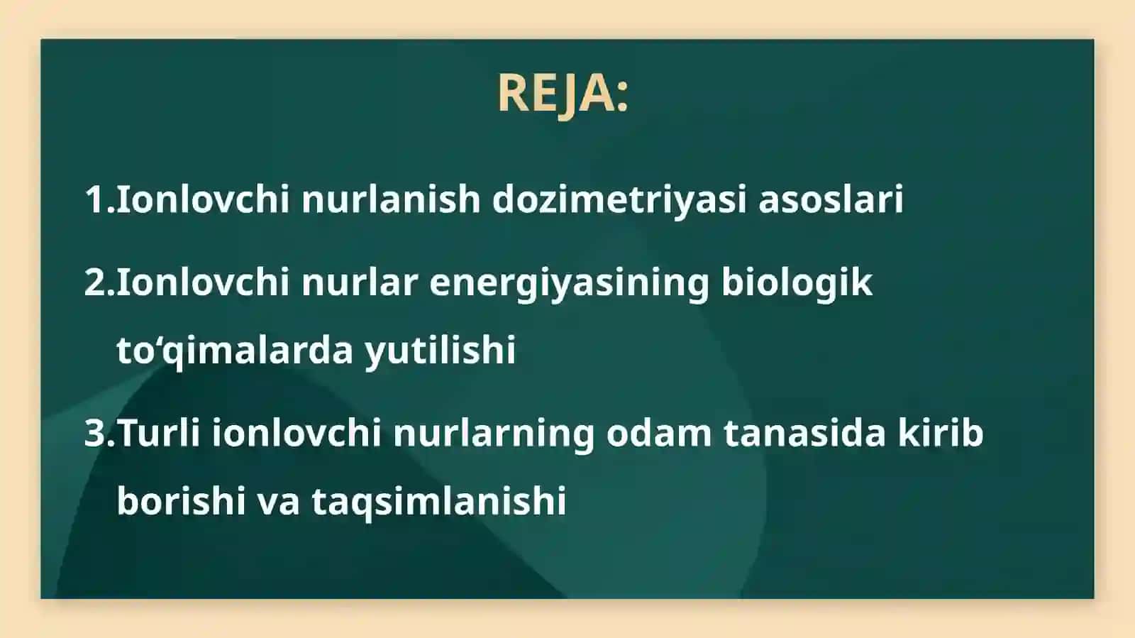 Ionlovchi nurlanish dozimetriyasi asoslari 2