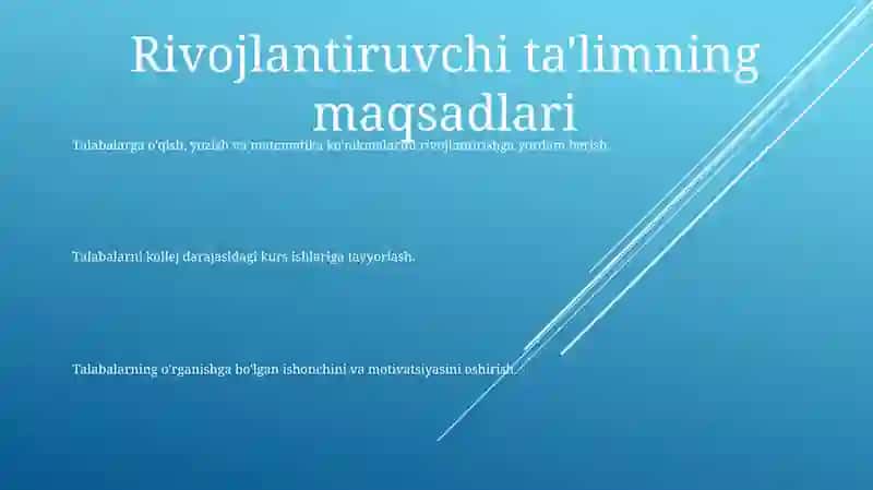 Rivojlantiruvchi TaʼLimning Maqsad Va Vazifalari 2
