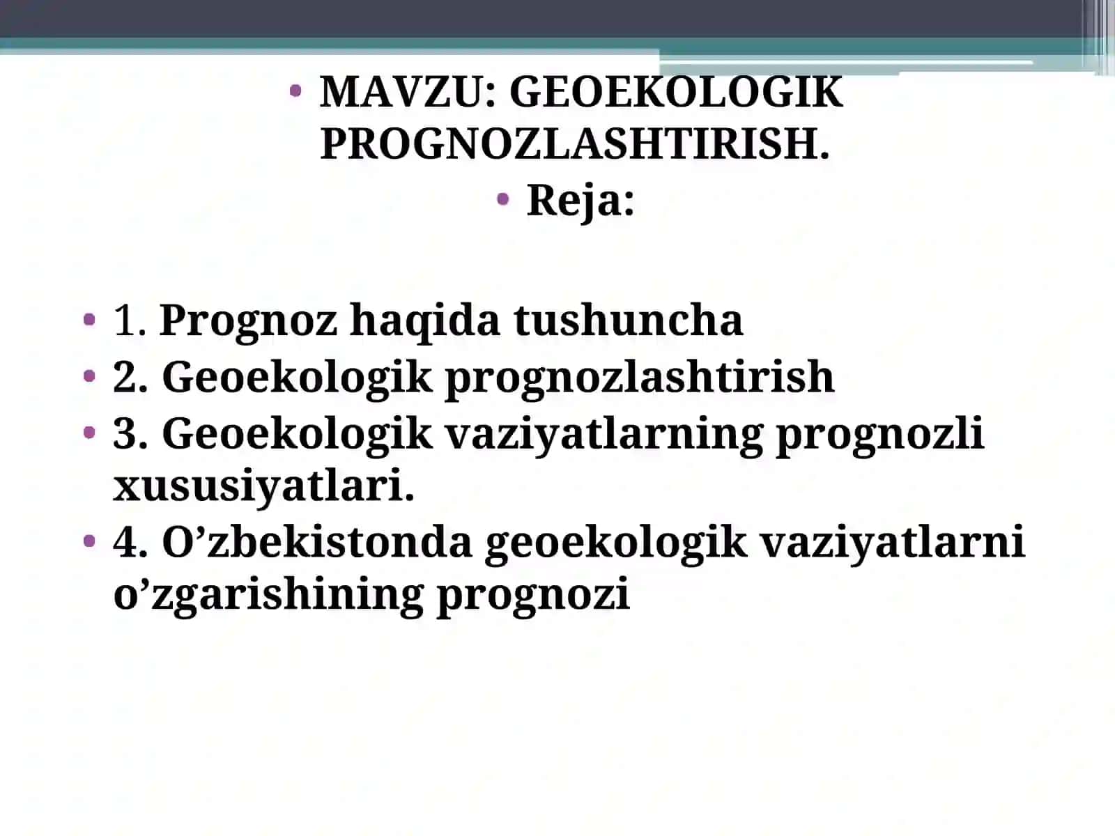 GEOEKOLOGIK PROGNOZLASHTIRISH 2