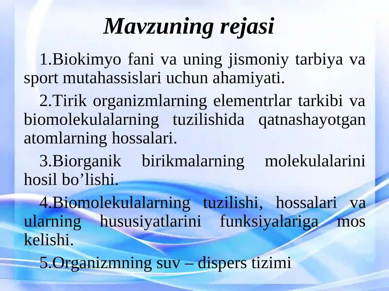 Biokimyo fani va uning jismoniy tarbiya va sport mutahassislari uchun ahamiyati 2