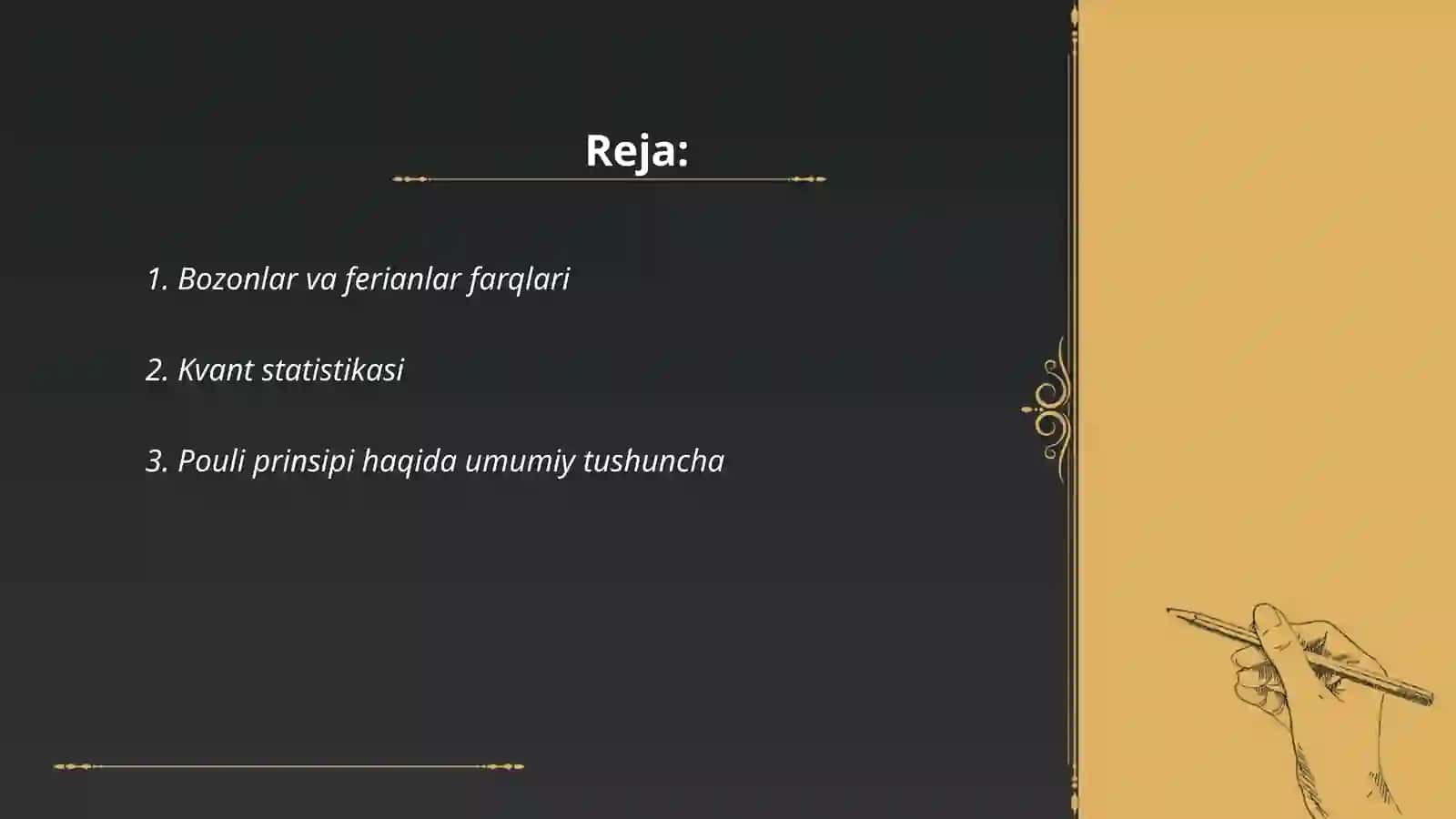 Bozonlar va ferianlar Pouli printsipi 2