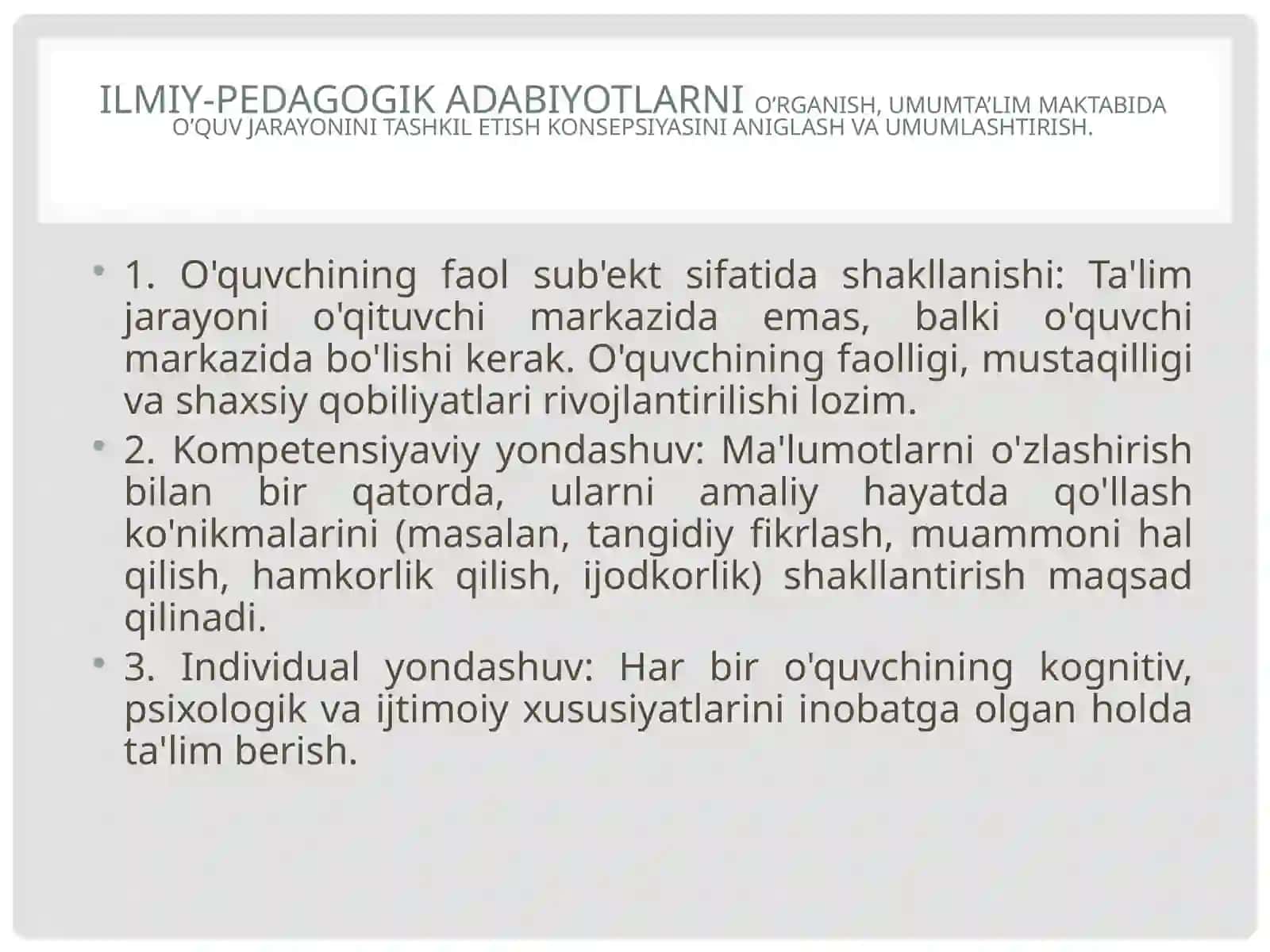 Umumiy o’rta ta’lim maktablarida o’qitish jarayonlarini tashkil etishga doir zamonaviy yondashuvlar 2