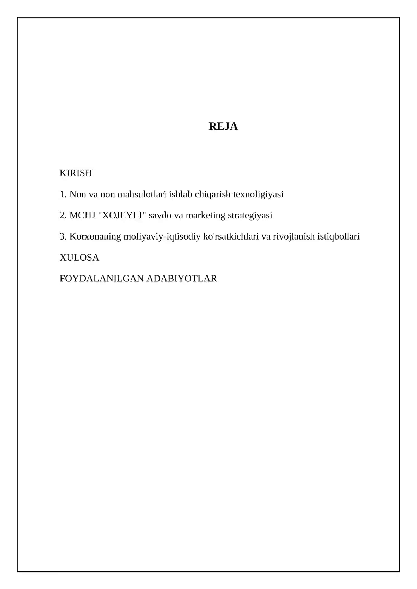 MCHJ XOJEYLI Savdo sotiq va non maxsulotlarini pishirish korxonasi 2