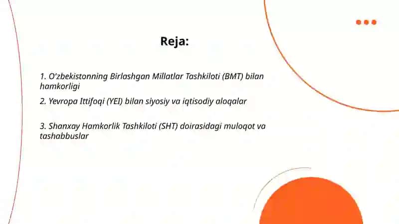 O'zbekistonning xalqaro tashkilotlar bilan hamkorlik aloqalari 2