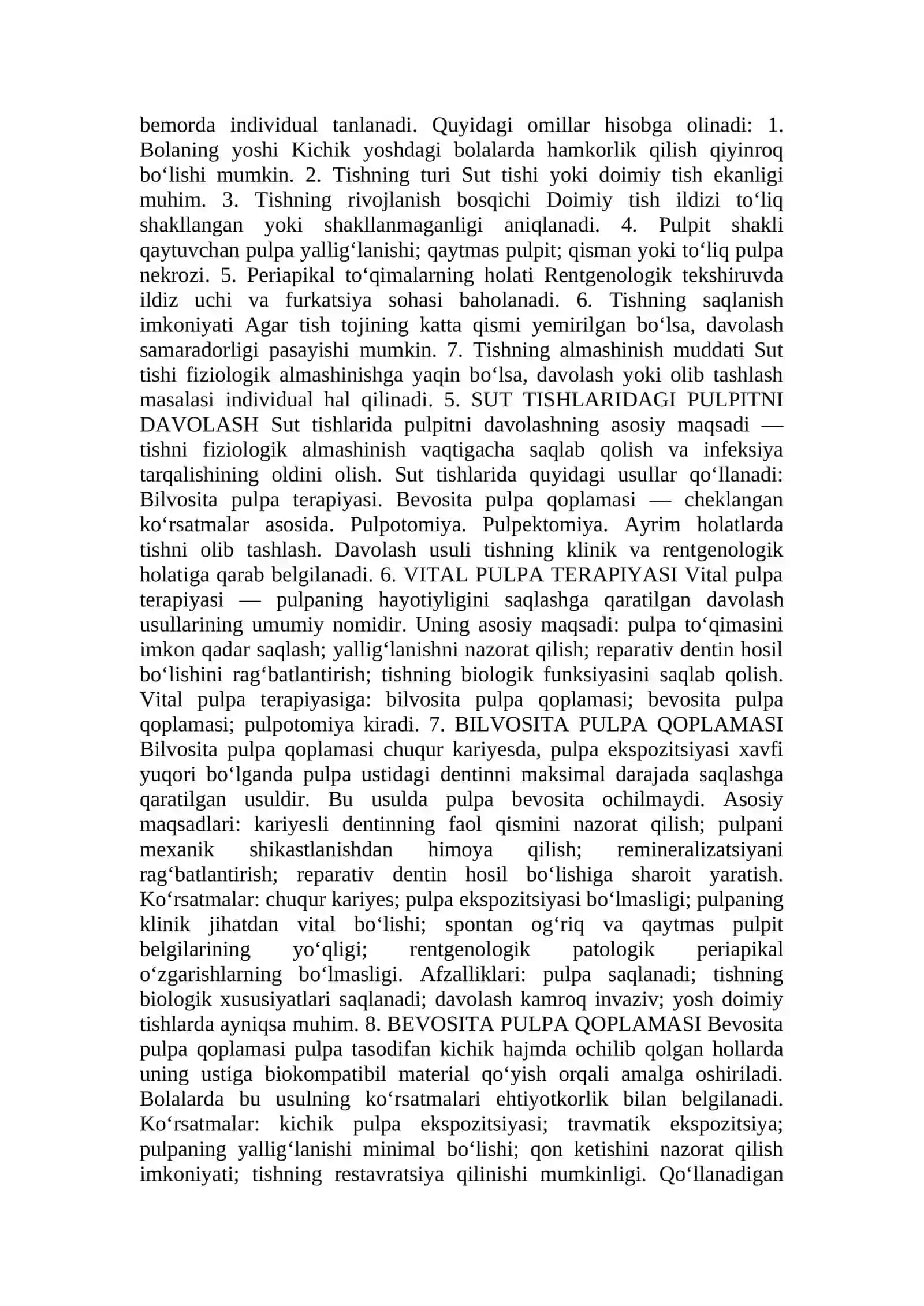 BOLALARDA KECHADIGAN PULPITLARNI DAVOLASHNING O‘ZIGA XOS XUSUSIYATLARI 2