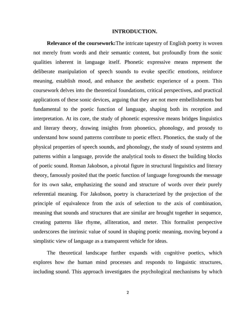 THEORETICAL FRAMEWORKS OF PHONETIC EXPRESSIVITY IN ENGLISH VERSE 2