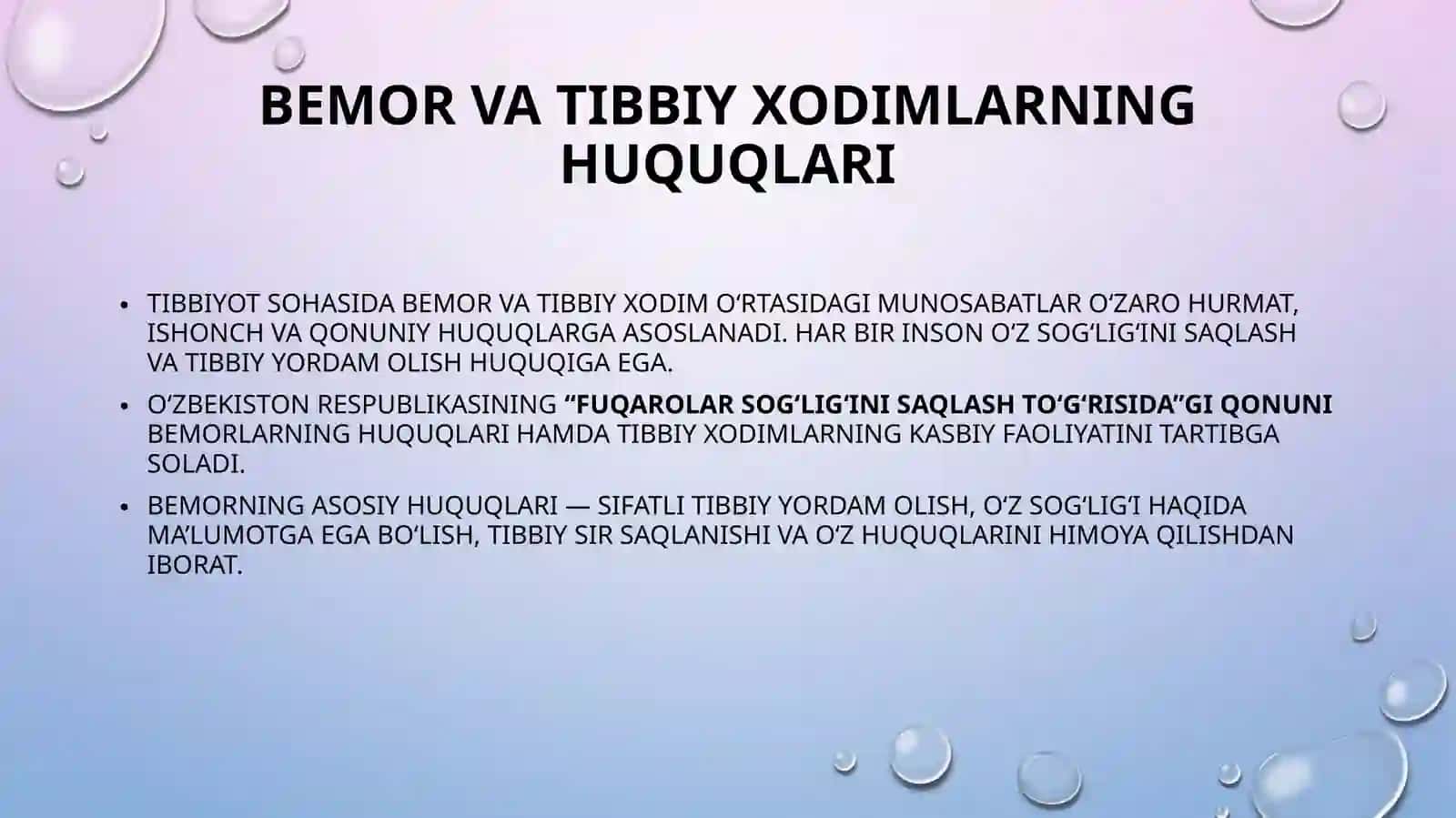 Bemorlar Va Tibbiy Xodimlar Huquqlari 2