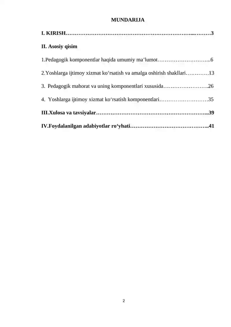 Yoshlarga ijtimoy xizmat ko‘rsatish faoliyatning pedagogik komponentlari 2