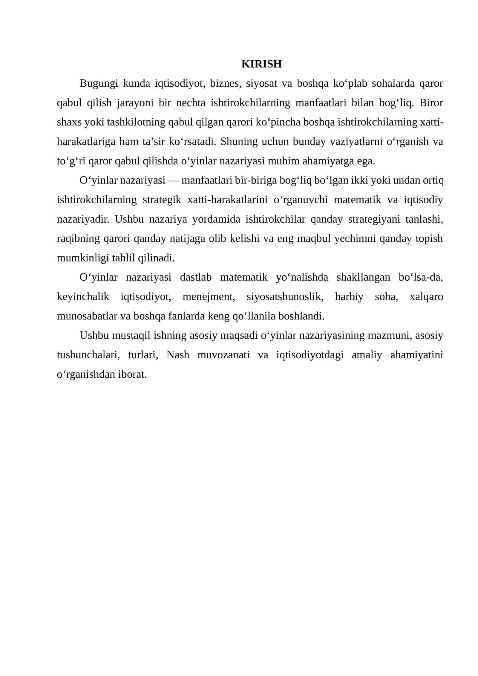 O‘YINLAR NAZARIYASINI TAHLIL QILISH 2