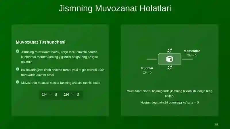 Jismning Muvozanat Holatlari 2
