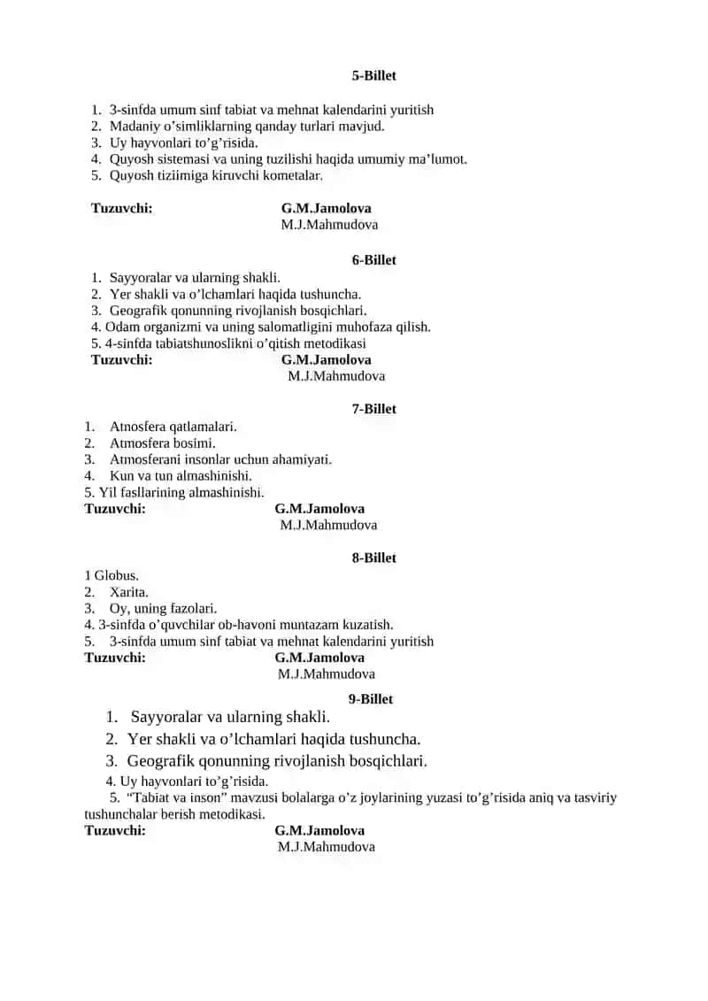 “Kreativ pedagogika” fanidan Yakuniy nazorati 2