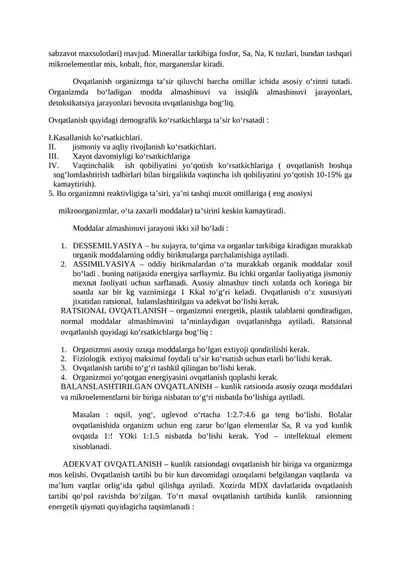 Ratsional ovqatlanish. Oziq-ovqatning ozuqaviy yukining inson salomatligidagi roli 2