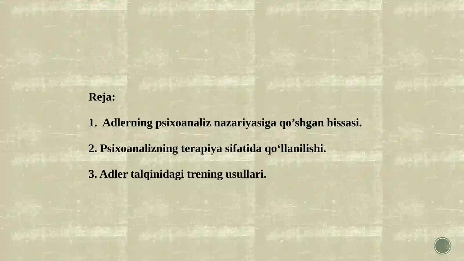 Adler talqinidagi guruhi y'konsultatsiya 2