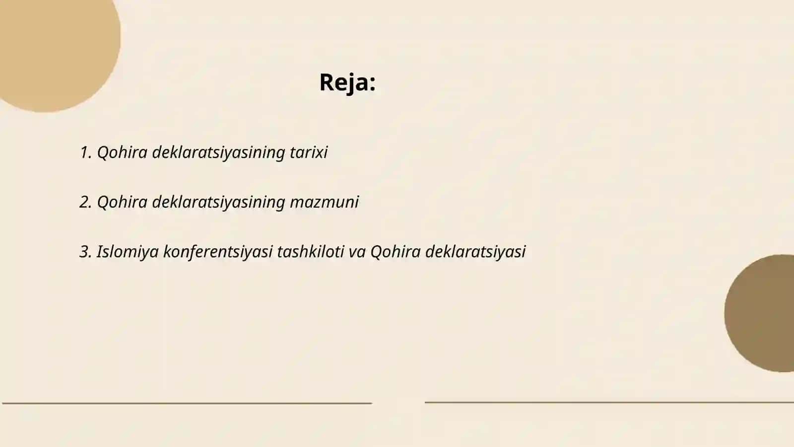 Qohira deklaratsiyasi tarixi va mazmuni 2