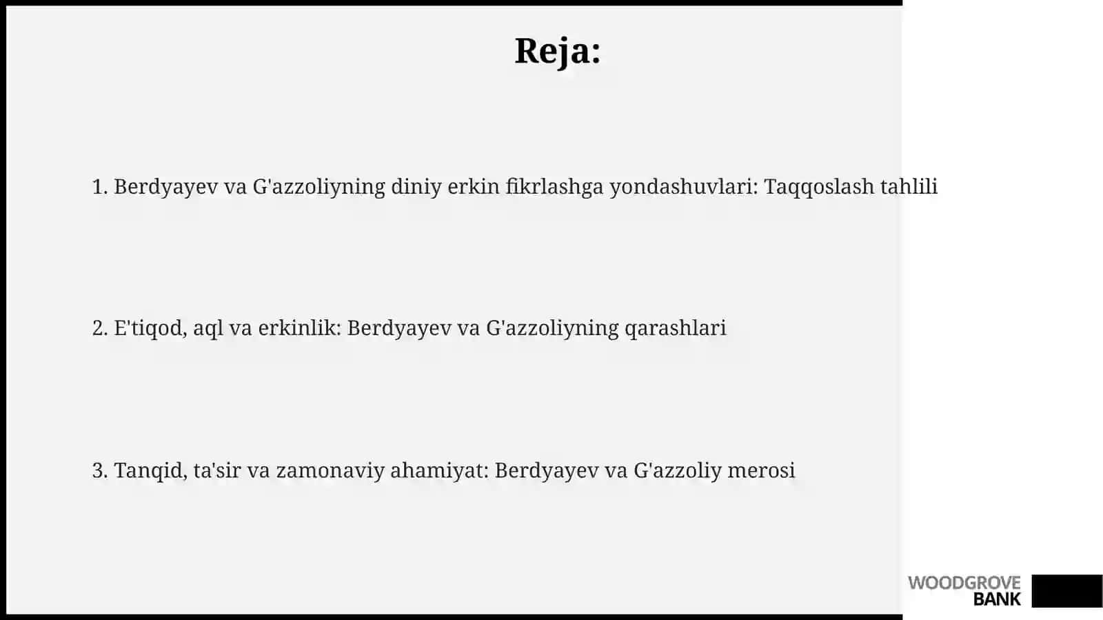 Berdyaevning diniy hurfikrlilik haqidagi g'oyalarini G'azzoliy g'oyalari bilan qiyoslash 2