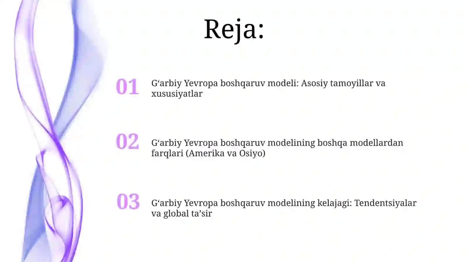 G'arbiy Yevropa boshqaruv modeli va uning boshqa modellardan farqli jihatlari 2