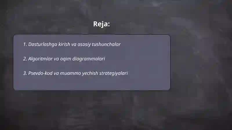 Dasturlashga kirish 2