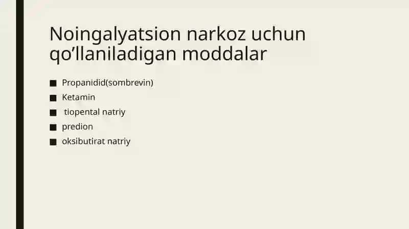 Anesteziologiya vareanimatsiyada qo’llaniladigan dorivor sitalari haqida qisqacha ma’lumot 2