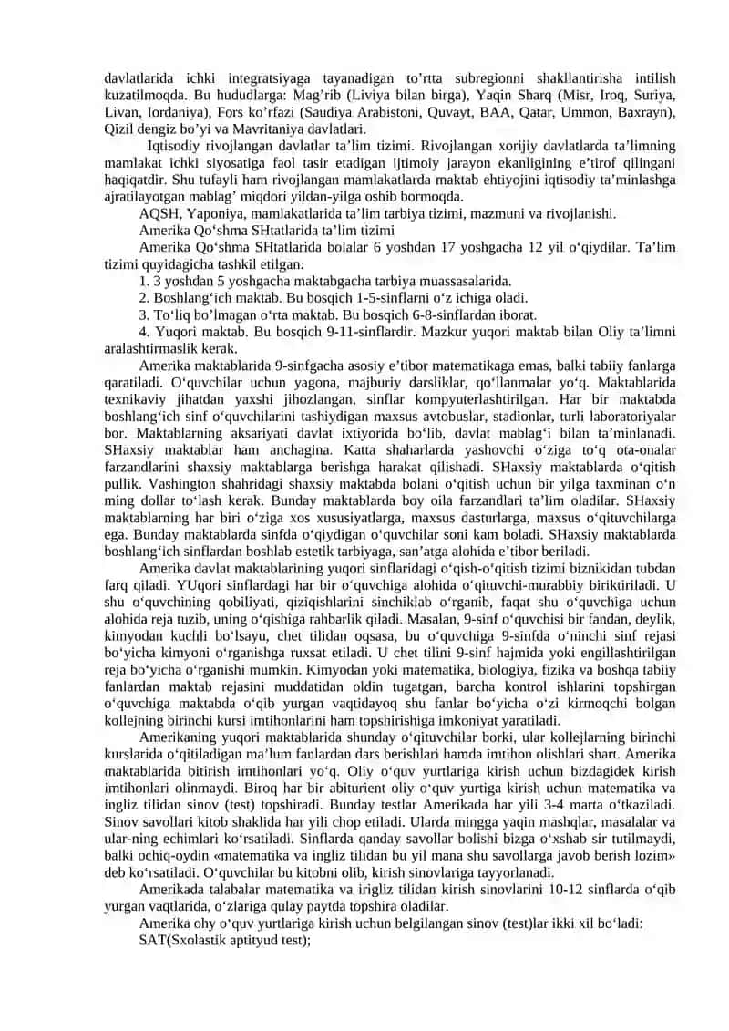 IQTISODIY RIVOJLANGAN DAVLATLARDA TA’LIM TIZIMI 2