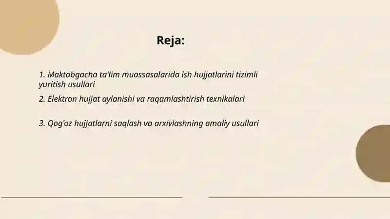 Maktabgacha ta'limda ish hujjatlarini yuritish fanining usullari va texnikalari 2
