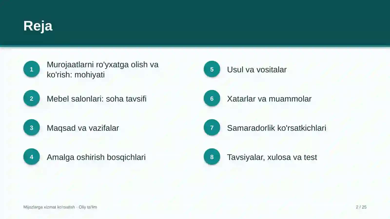 mebel salonlarida mijozlar murojaatlarini ro'yxatga olish va ko'rib chiqish 7298 2