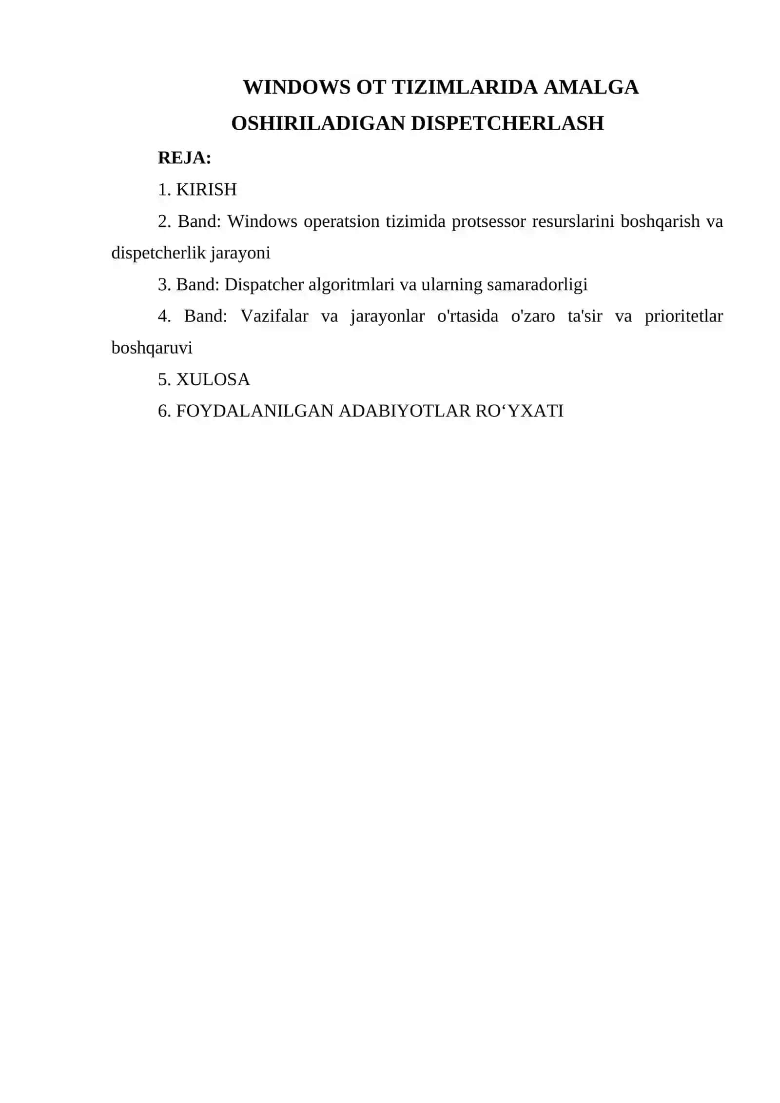 WINDOWS OT TIZIMLARIDA AMALGA OSHIRILADIGAN DISPETCHERLASH 2