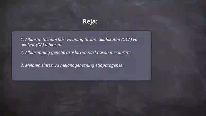 Albinizm. Etiopatogenezi, klinikasi,diagnostikasi,davolash va profilaktikasi 2