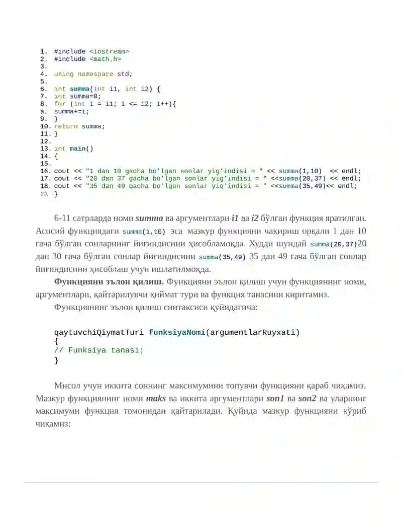 ФУНКЦИЯЛАРГА ДОИР ОДДИЙ ДАСТУРЛАР ЯРАТИШ. 2