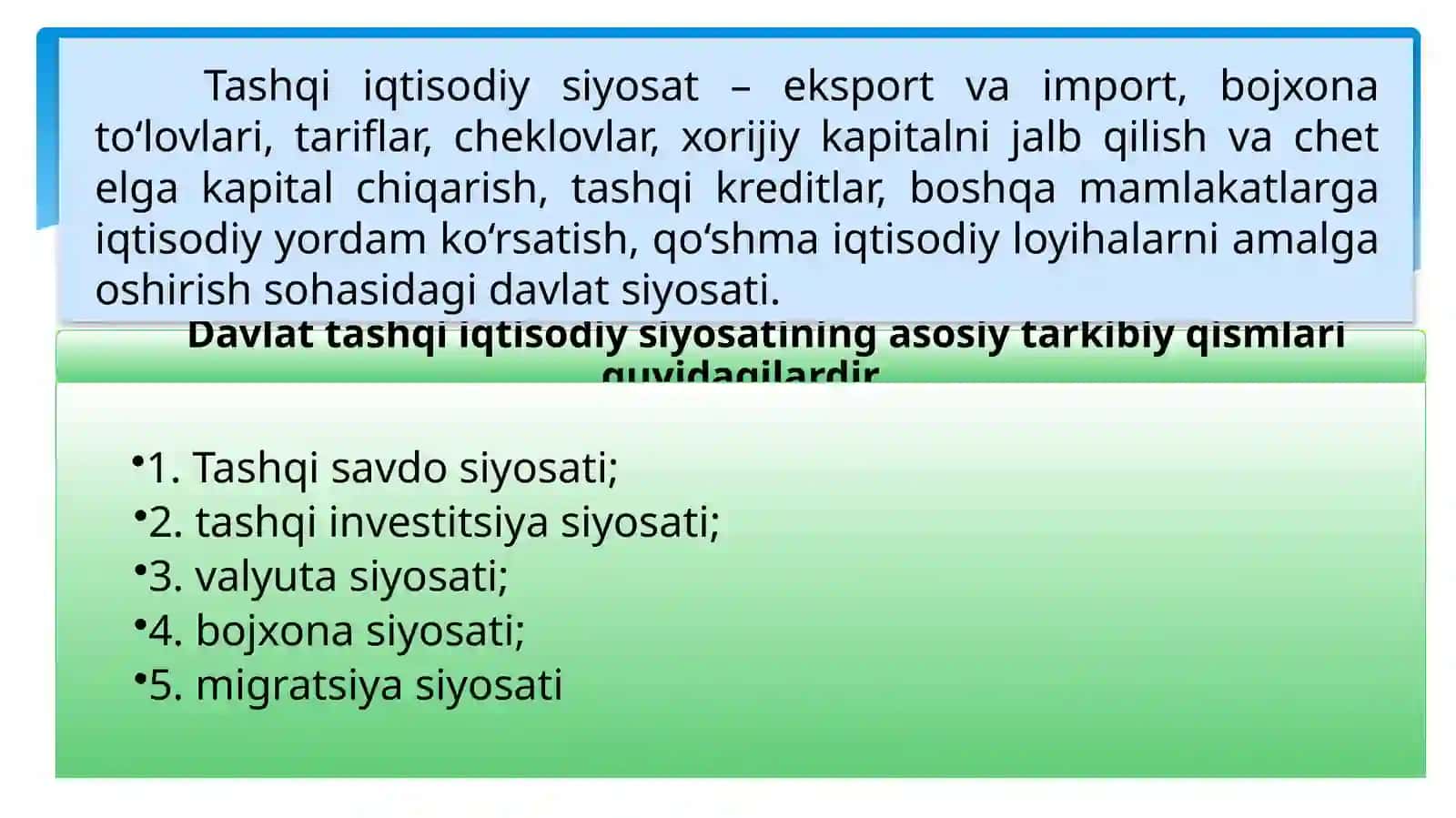 Tashqiiqtisodiy siyosat 2