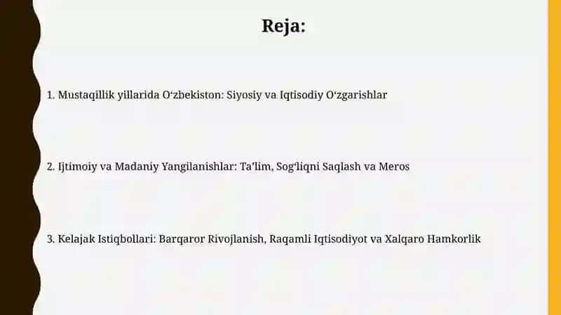 Mustaqillik yillarida O'zbekiston: Siyosiy va Iqtisodiy O'zgarishlar 2