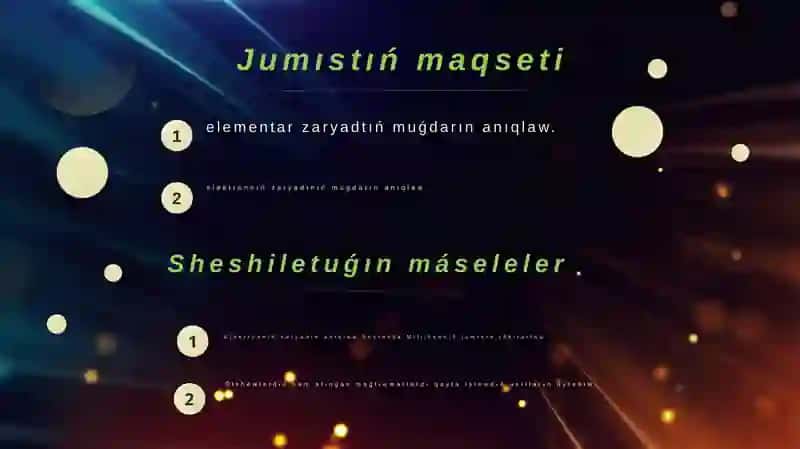 Elektronnıń zaryadın Milliken usılınıń járdeminde anıqlaw 2