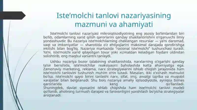Iste’molchi tanlovi nazariyasi 2