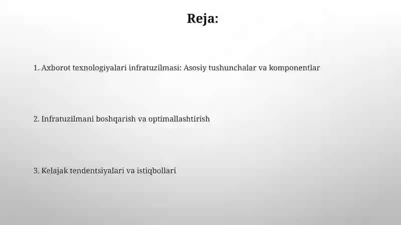 Axborot texnologiyalarining infratuzilmasi 2