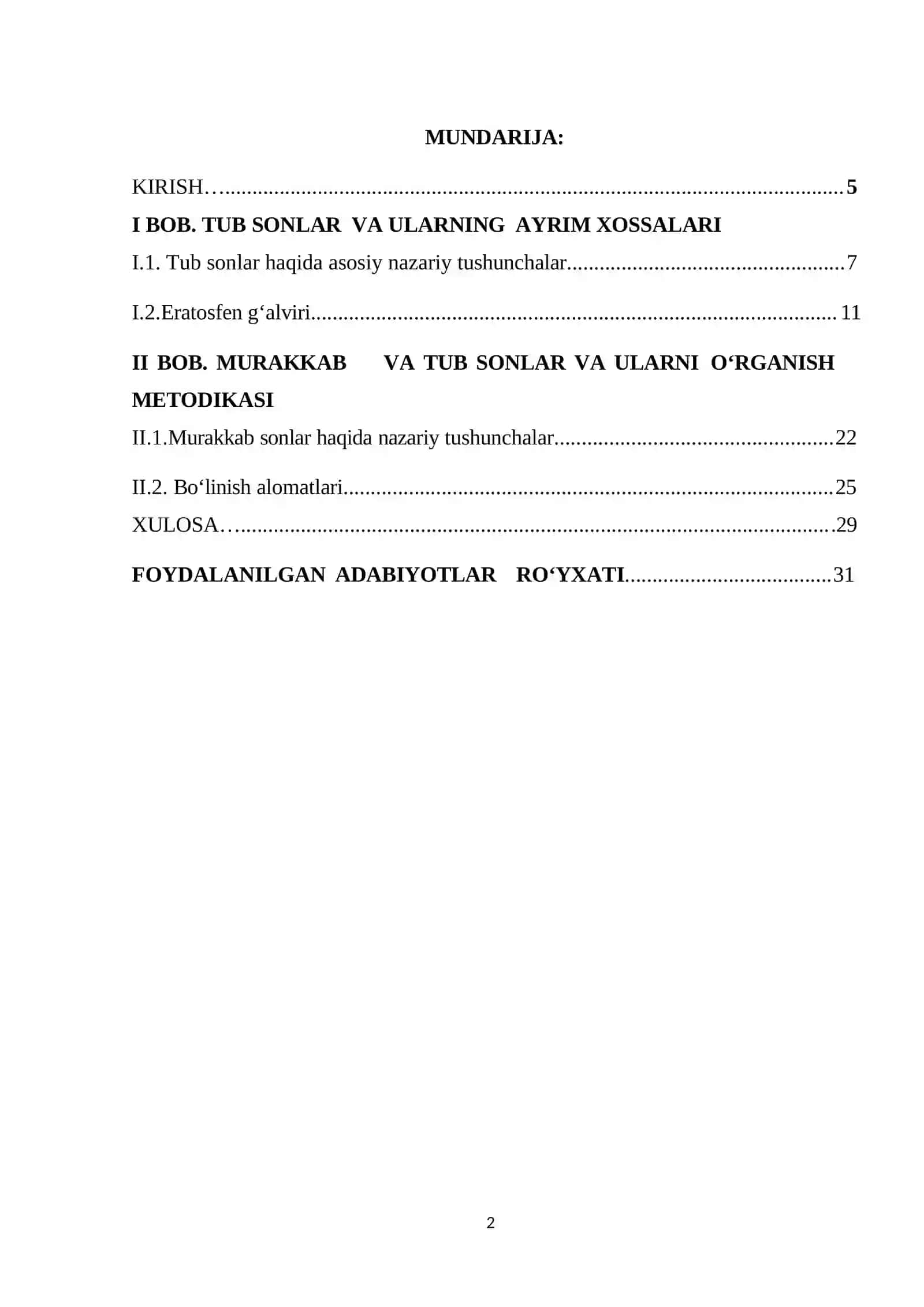 Tub va murakkab sonlar 2