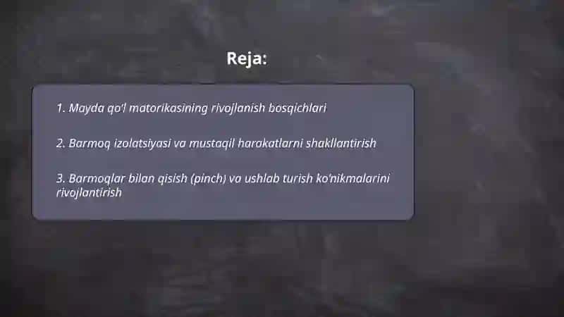 Mayda qo‘l matorikasi 2
