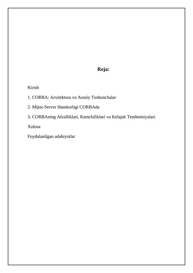 Taqsimlangan ishlov berish tizimlarida CORBA- texnologiyasida mijoz va server munosabati 2