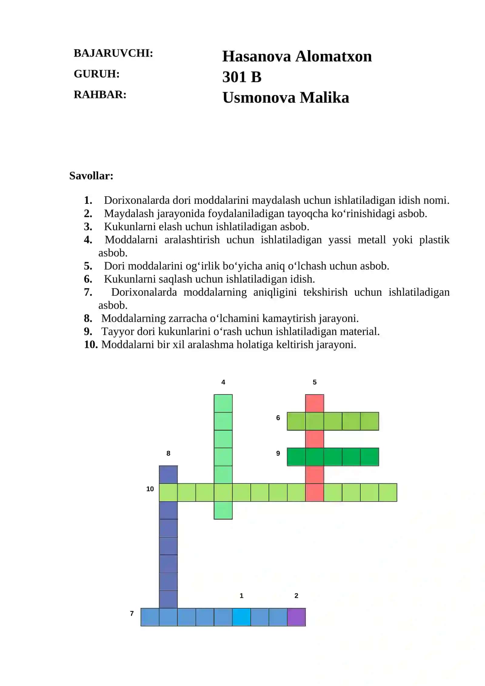 Fan: Farmatsevtik texnologiya 2