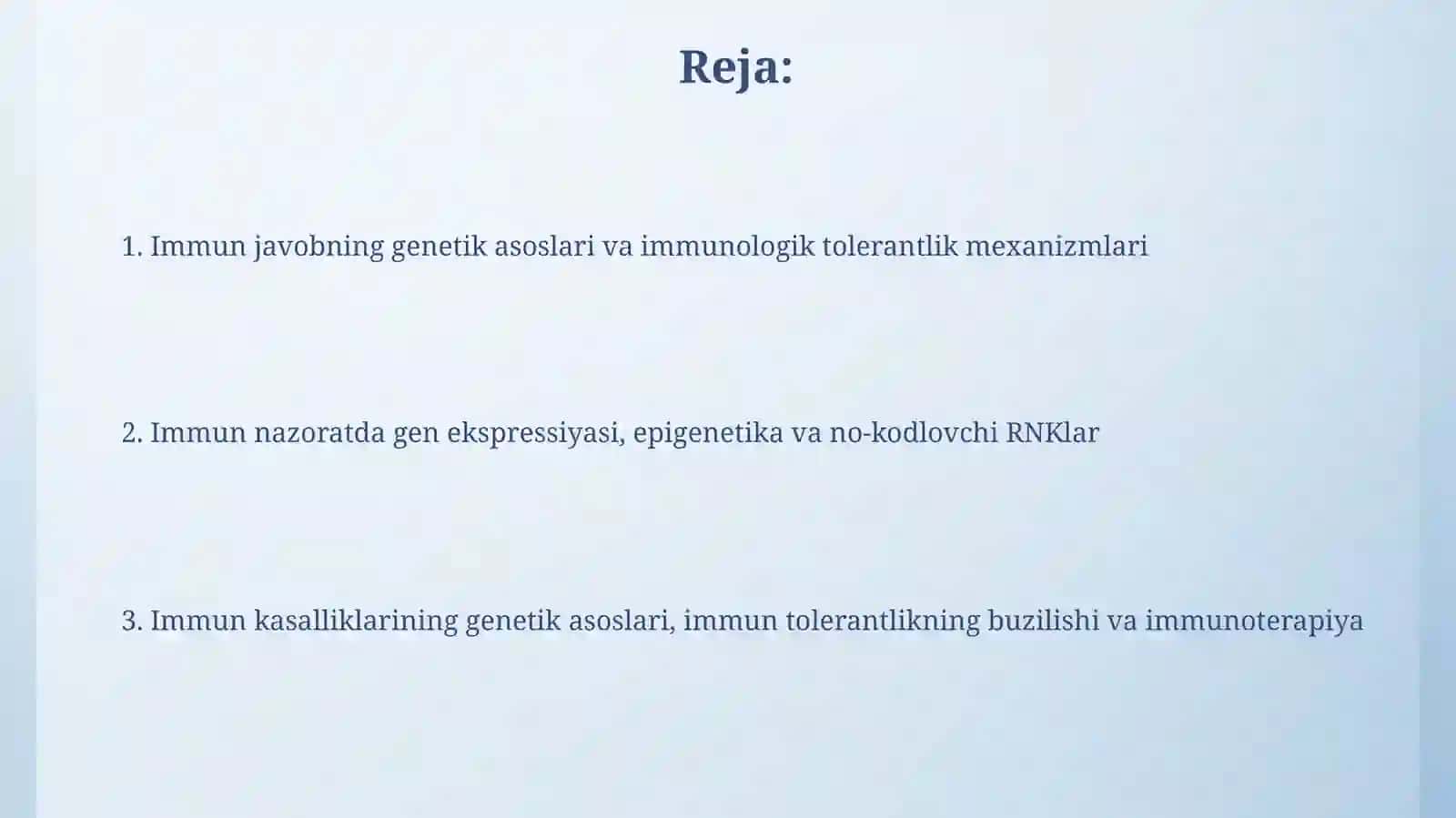 Immunologik reaksiyalarning genetik nazoratiImunologiktolerantlik 2
