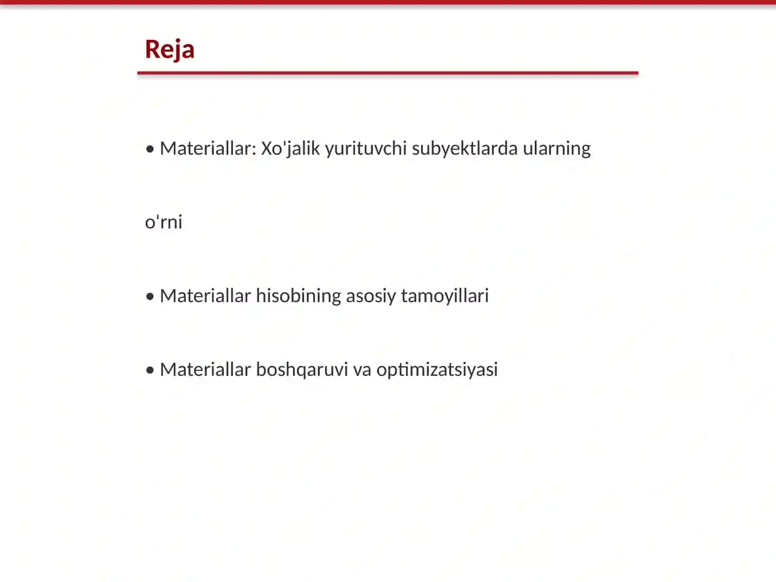 Materiallarni xo'jalik yurituvchi subyektlar faoliyatida tutgan o'rni va hisob vazifalari 2