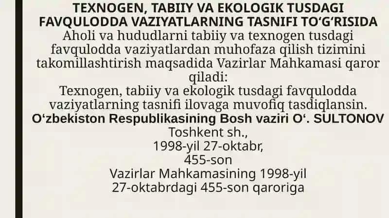 Tabiiy, texnogen, ekologik va ijtimoiy tusdagi favqulotda vaziyatlarda hayot faoliyati havfsizligi va fuqaro muhofazasi 2