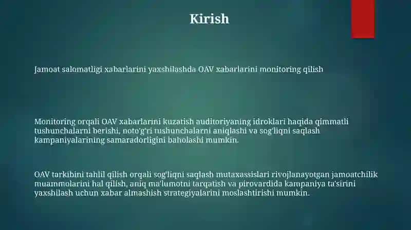 Salbiy Tasirlarni Kamaytirishda Oav Xabarlari Monitoringi 2