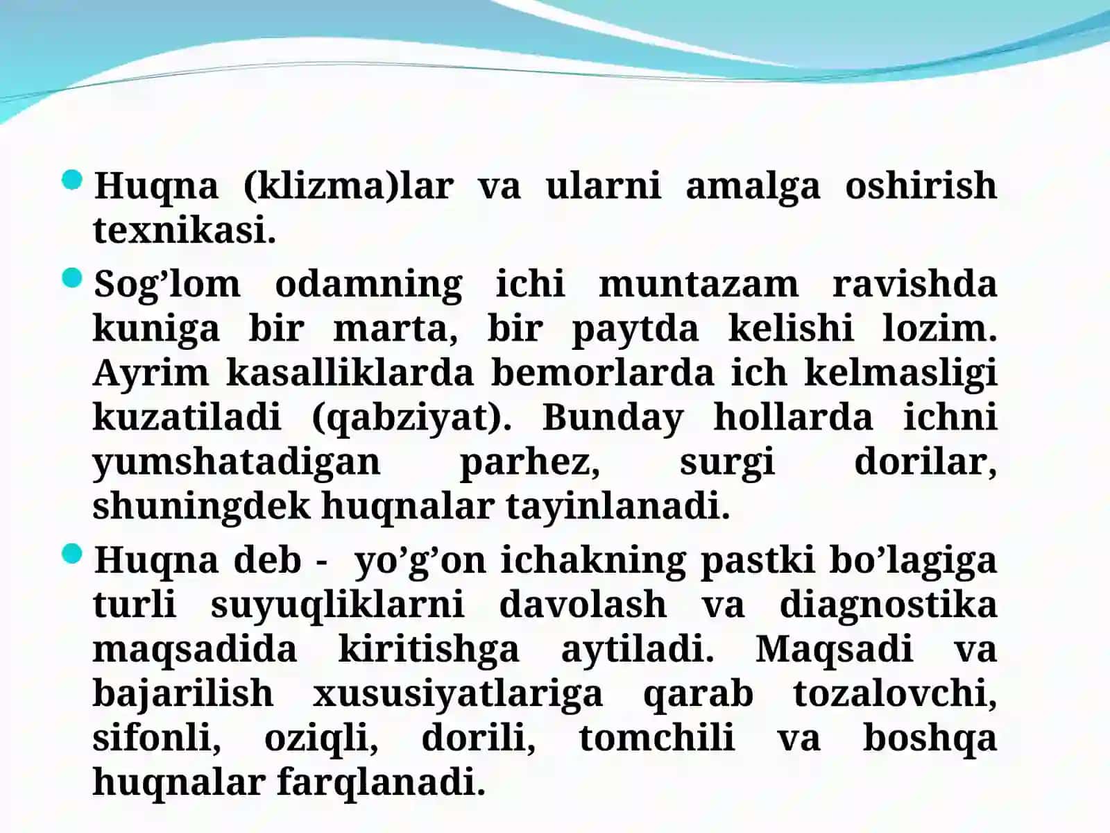 Huqna (klizma)lar va ularni amalga oshirish texnikasi 2