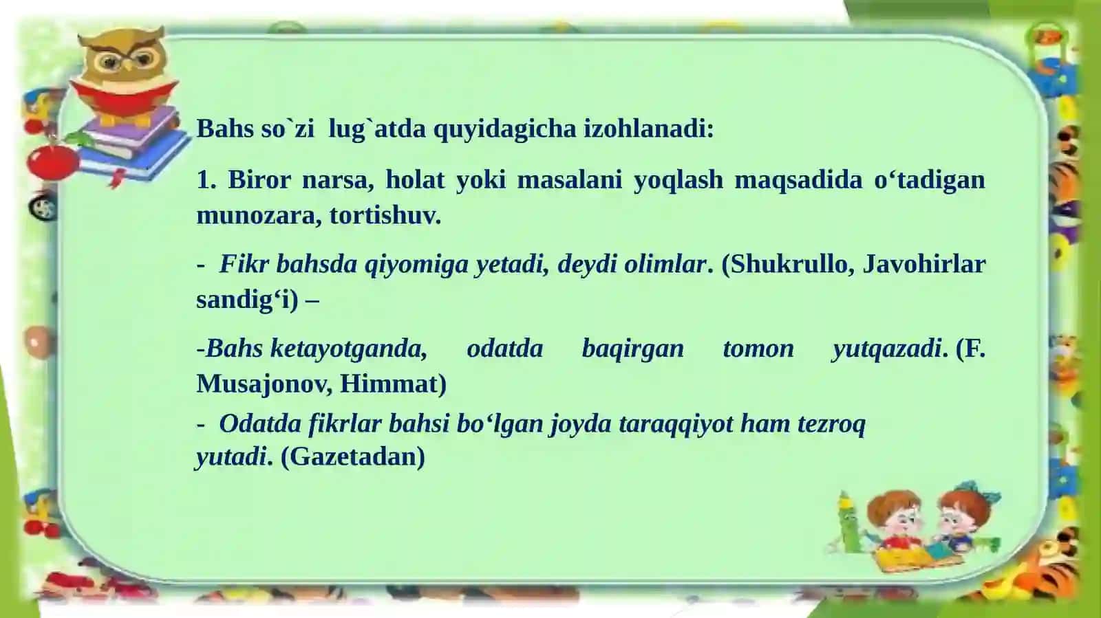 Mutaxassislikka oid bahs turlari 2