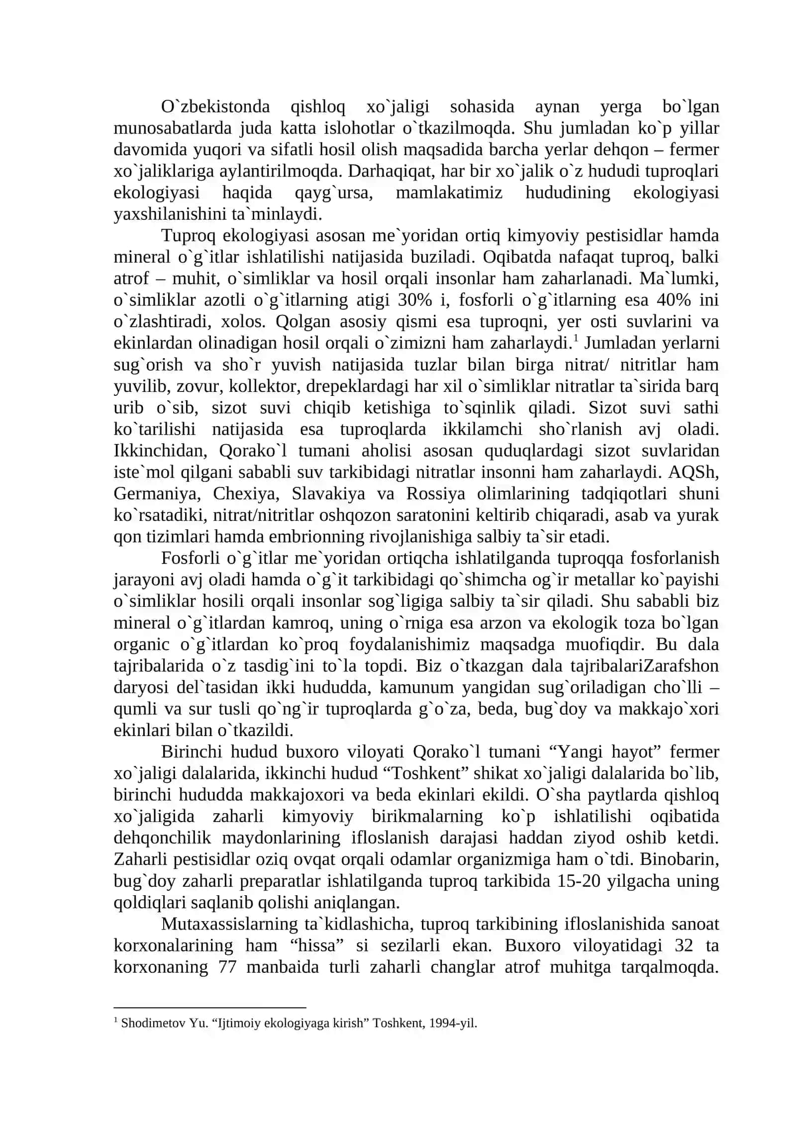 Ekologik muammo O`zbekiston Respublikasi xavfsizligiga tahdidi 2